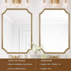 30 X 40 Inch Wall Mirror With Antique Gold Beaded Frame