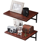 Wall Mounted Floating Shelves, 2 Set Wide Display-Cherry Walnut, 11.8x15.7x6.8in