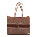 Women's Woven Stripe Tote Bag With Clutch