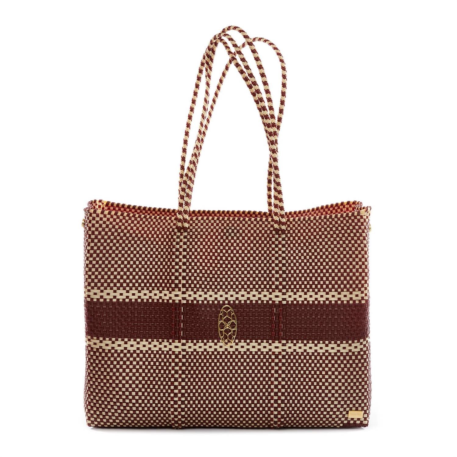 Women's Woven Stripe Tote Bag With Clutch