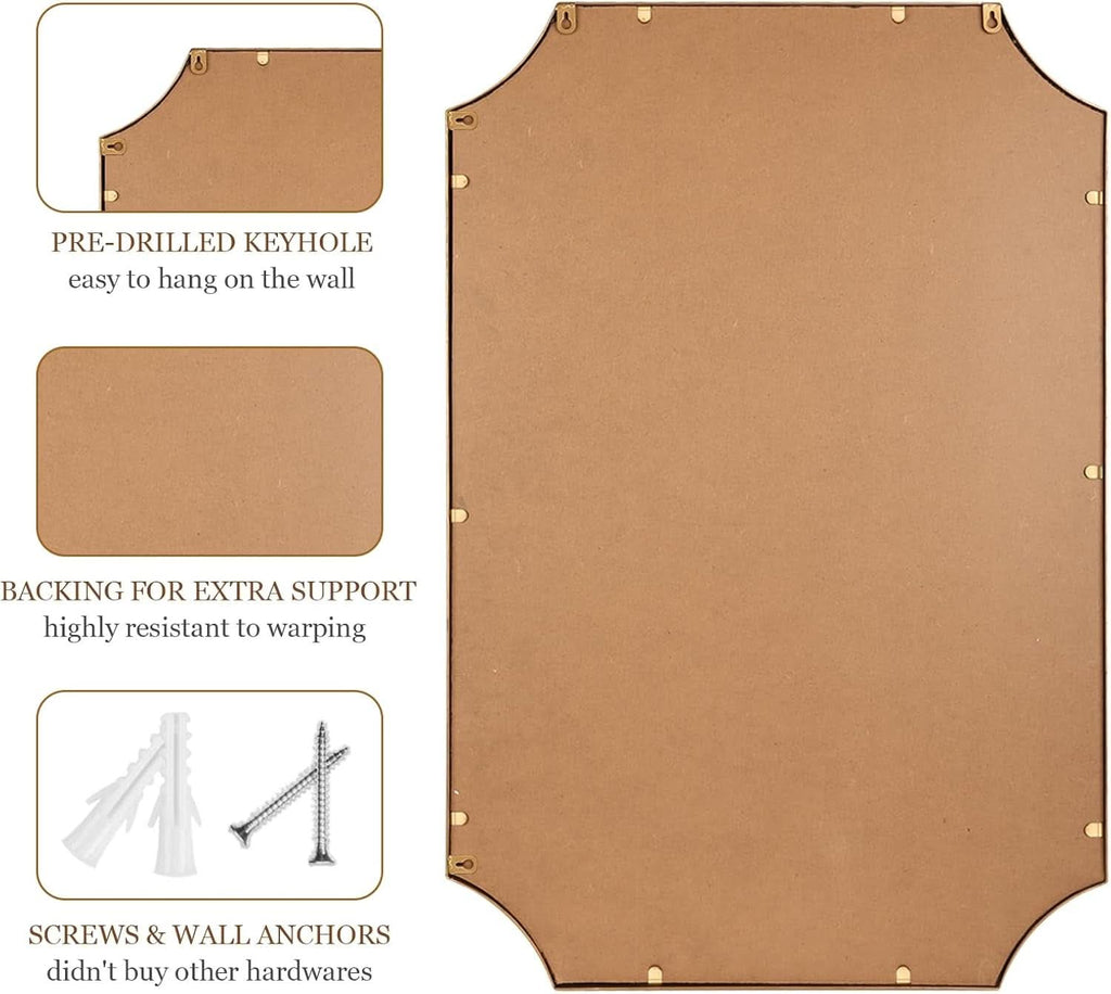 30 X 40 Inch Wall Mirror With Antique Gold Beaded Frame
