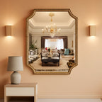 30 X 40 Inch Wall Mirror With Antique Gold Beaded Frame