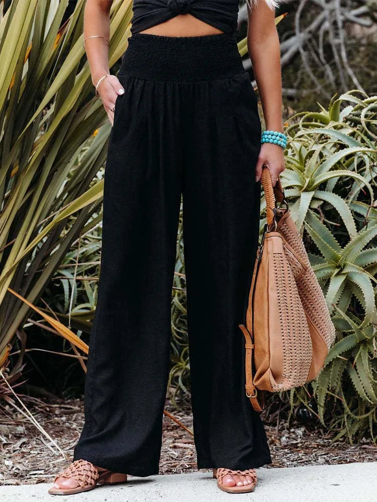 High-Waist Tailored Linen Trousers