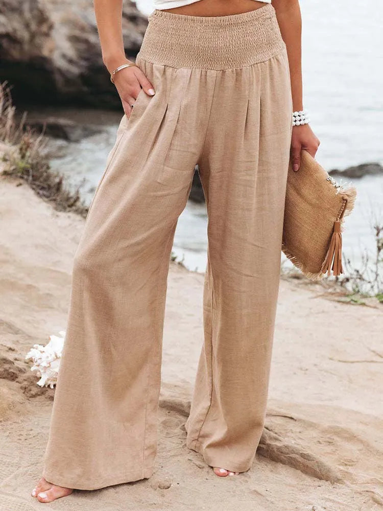 High-Waist Tailored Linen Trousers