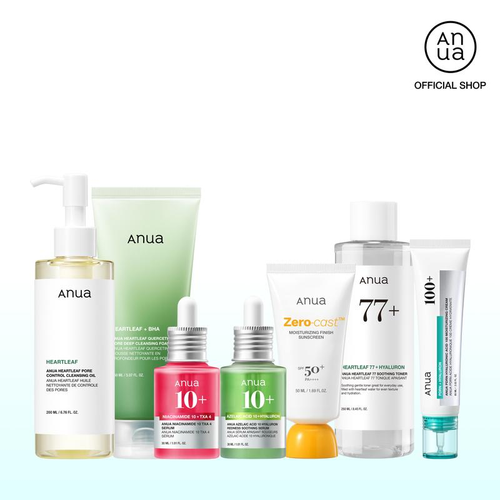 Anua Skincare Routine Set | 7 Essential TikTok Viral Items for Hydration, Hyperpigmentation & Redness Care | Complete Bundle with Cleansers, Toner, Serums, Moisturizer & SPF