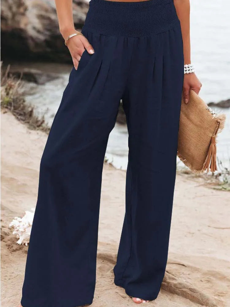 High-Waist Tailored Linen Trousers