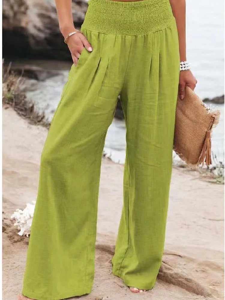 High-Waist Tailored Linen Trousers