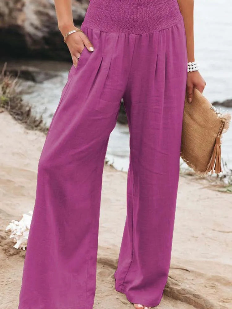 High-Waist Tailored Linen Trousers