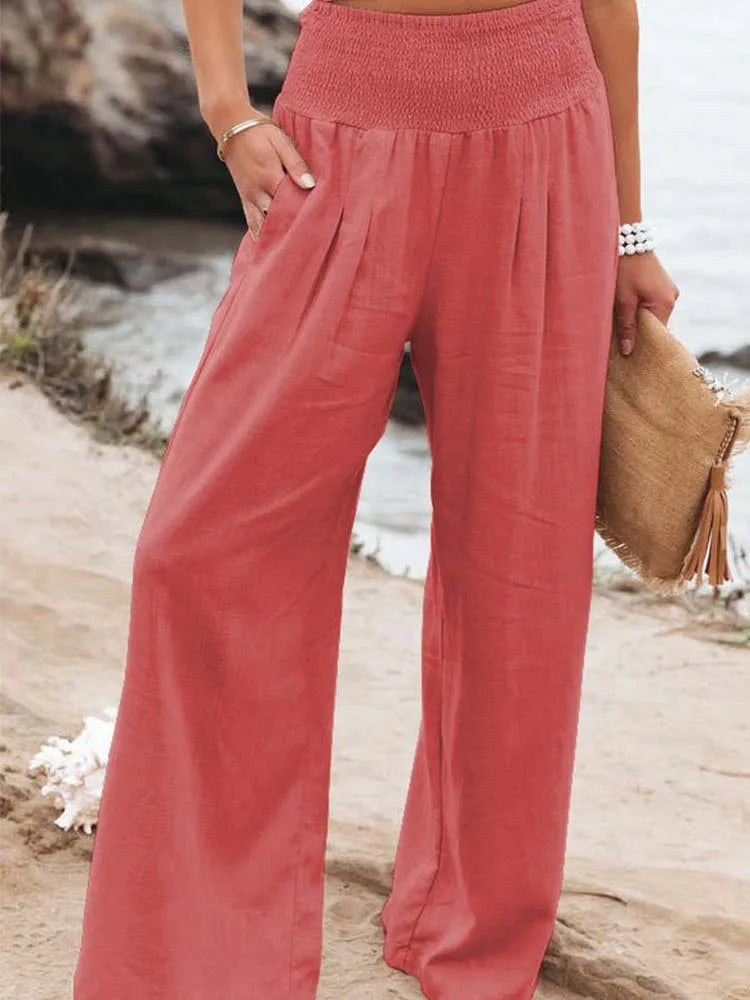 High-Waist Tailored Linen Trousers