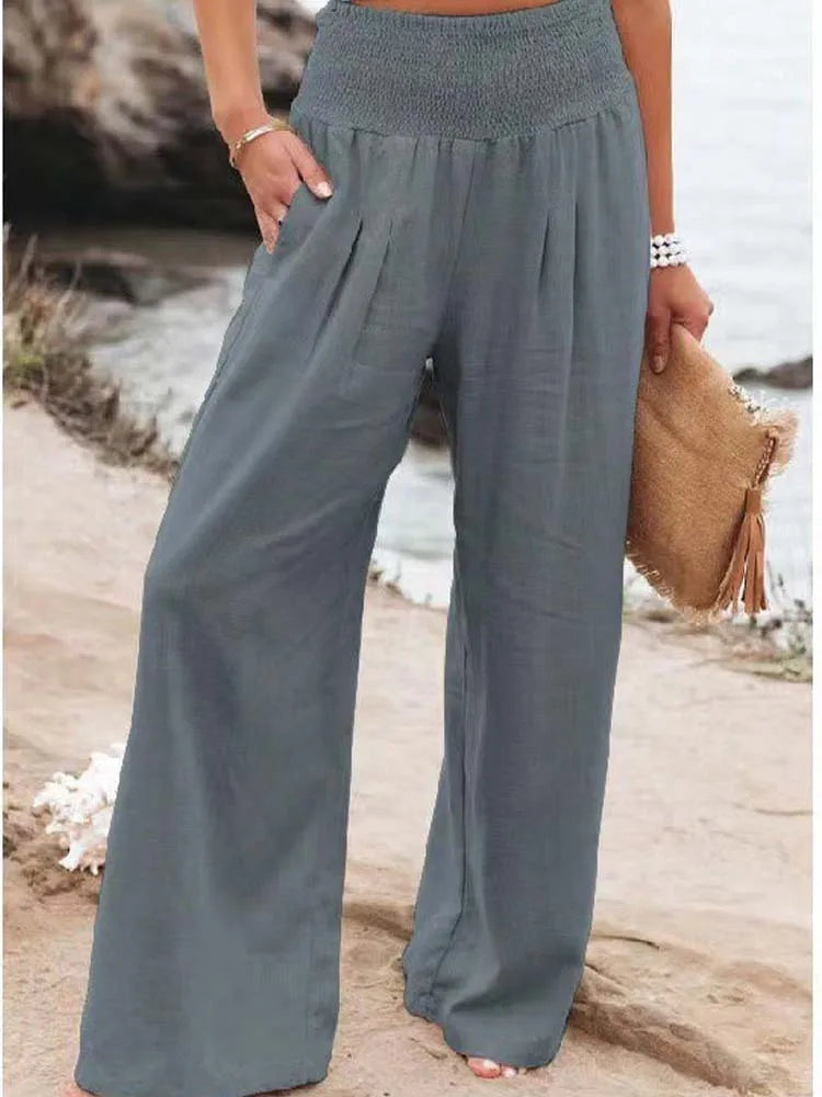 High-Waist Tailored Linen Trousers