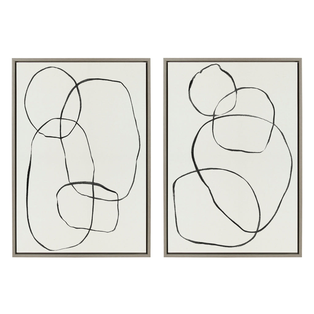 Sylvie Going in Circles Framed Textured Canvas Set by Teju Reval of SnazzyHues