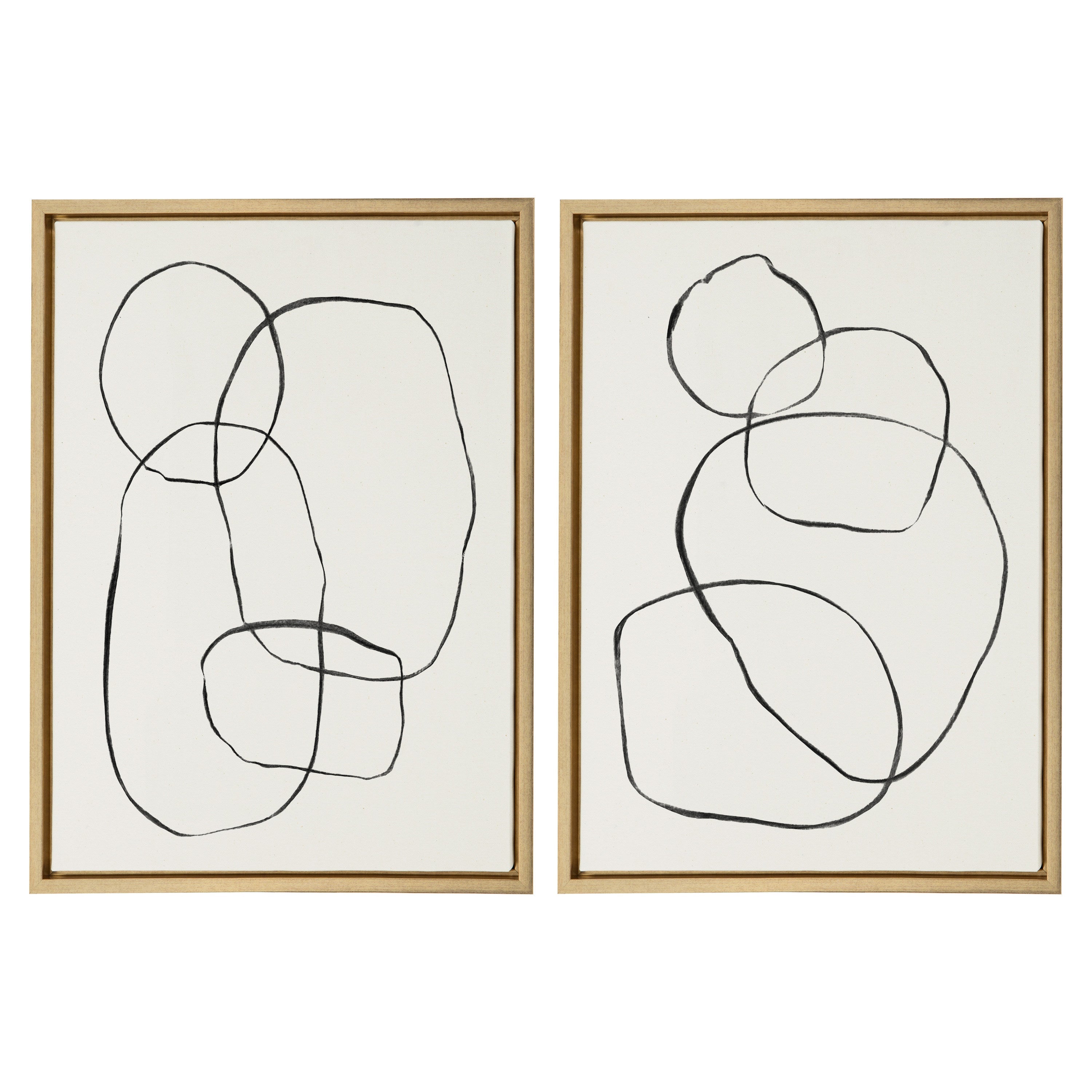 Sylvie Going in Circles Framed Textured Canvas Set by Teju Reval of SnazzyHues