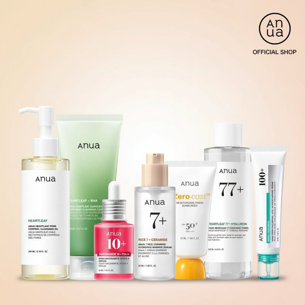 Anua Skincare Routine Set | 7 Essential TikTok Viral Items for Hydration, Hyperpigmentation & Redness Care | Complete Bundle with Cleansers, Toner, Serums, Moisturizer & SPF