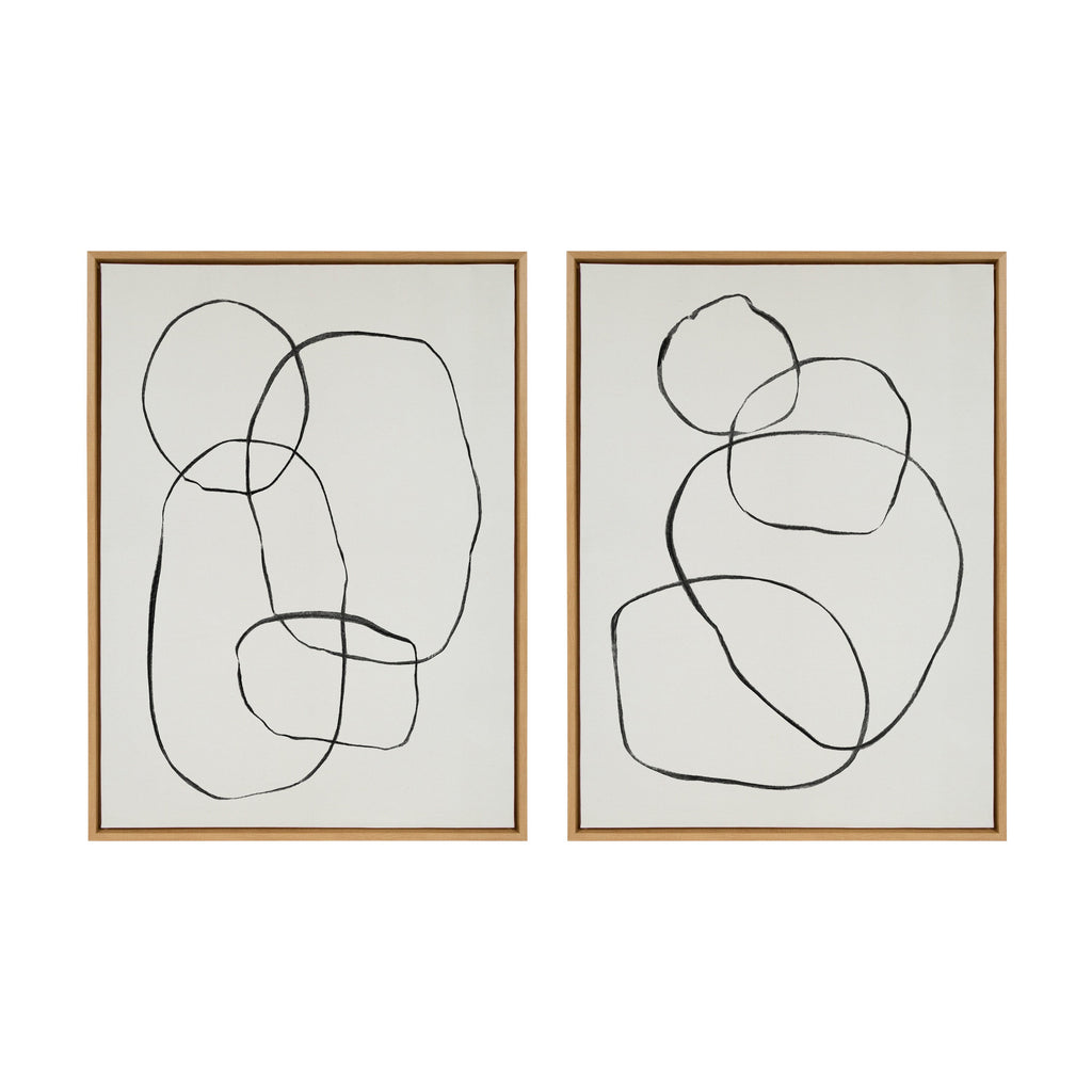 Sylvie Going in Circles Framed Textured Canvas Set by Teju Reval of SnazzyHues