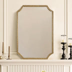 30 X 40 Inch Wall Mirror With Antique Gold Beaded Frame