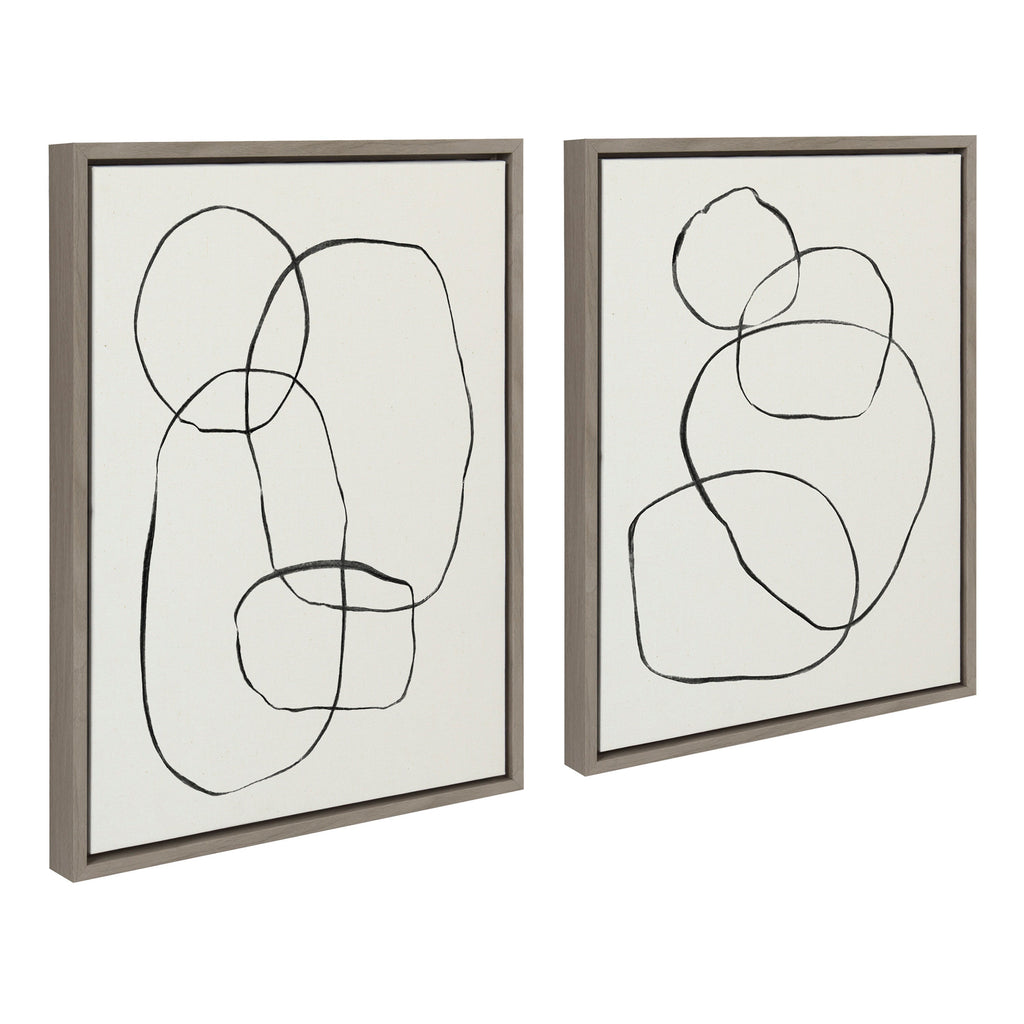 Sylvie Going in Circles Framed Textured Canvas Set by Teju Reval of SnazzyHues
