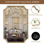 30 X 40 Inch Wall Mirror With Antique Gold Beaded Frame