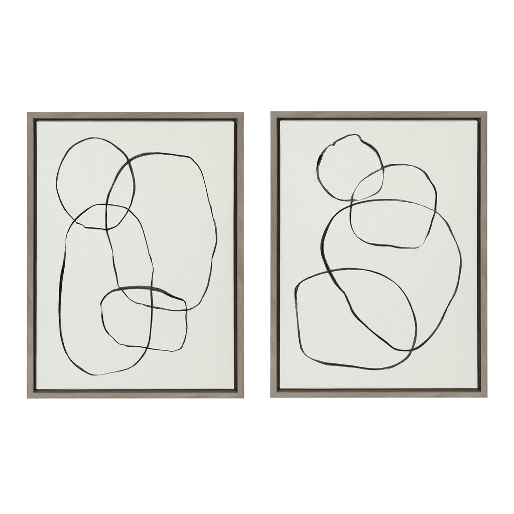 Sylvie Going in Circles Framed Textured Canvas Set by Teju Reval of SnazzyHues