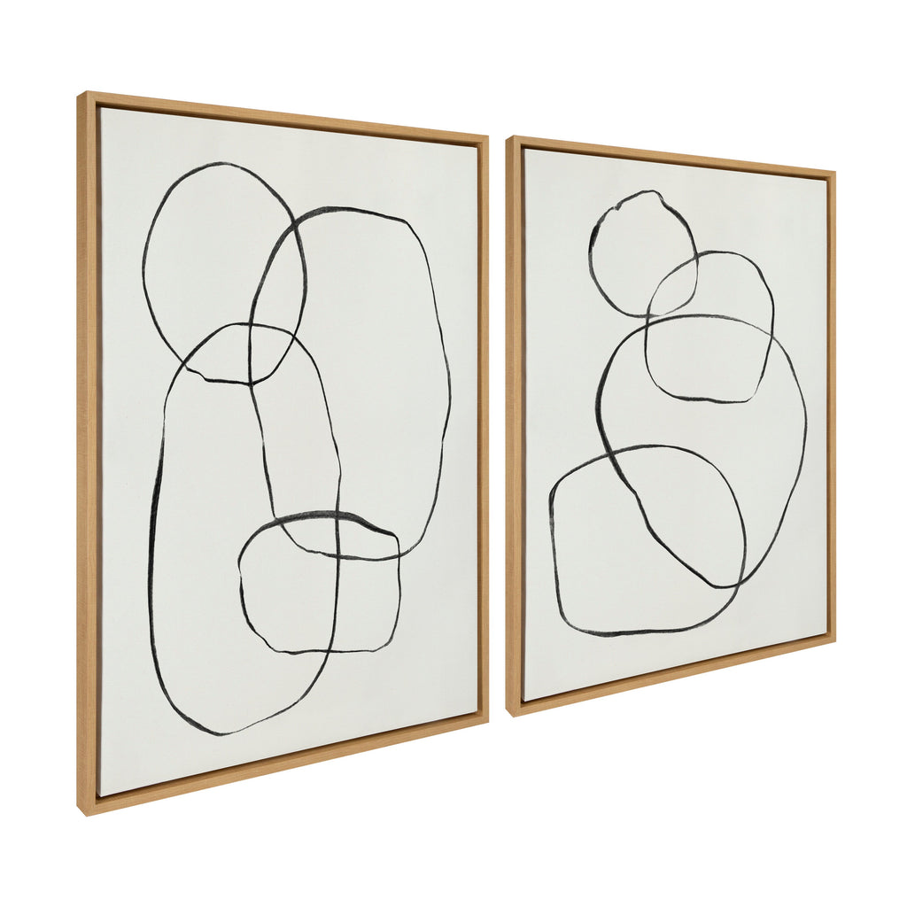 Sylvie Going in Circles Framed Textured Canvas Set by Teju Reval of SnazzyHues