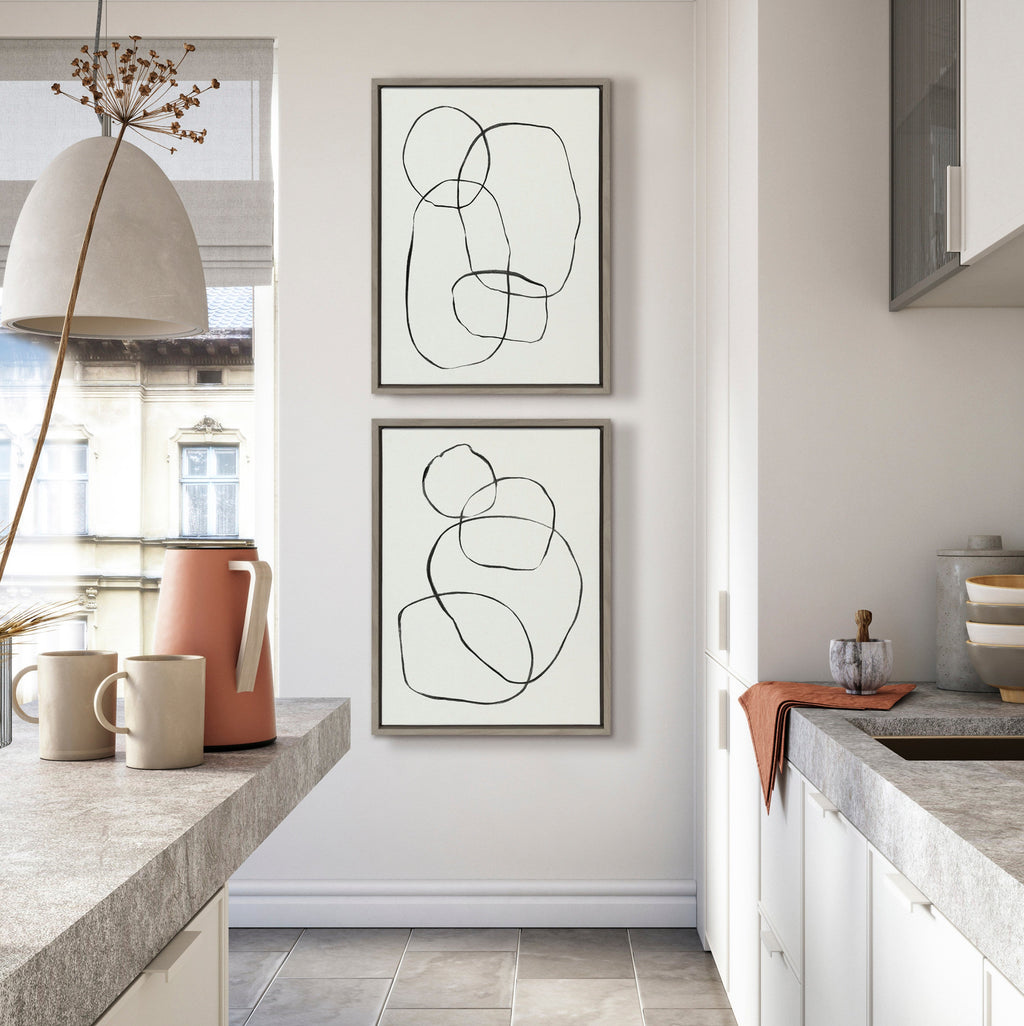 Sylvie Going in Circles Framed Textured Canvas Set by Teju Reval of SnazzyHues