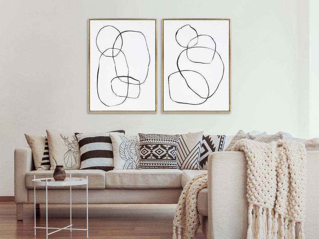Sylvie Going in Circles Framed Textured Canvas Set by Teju Reval of SnazzyHues