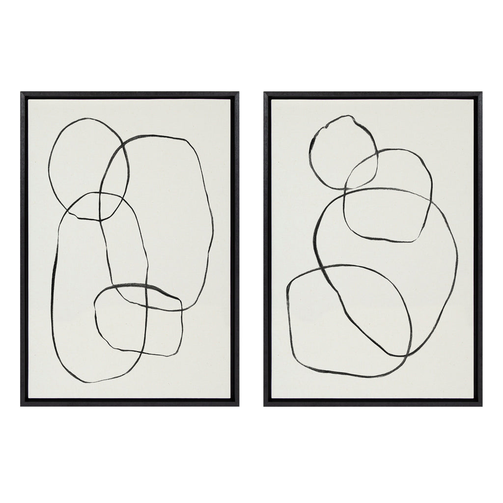 Sylvie Going in Circles Framed Textured Canvas Set by Teju Reval of SnazzyHues