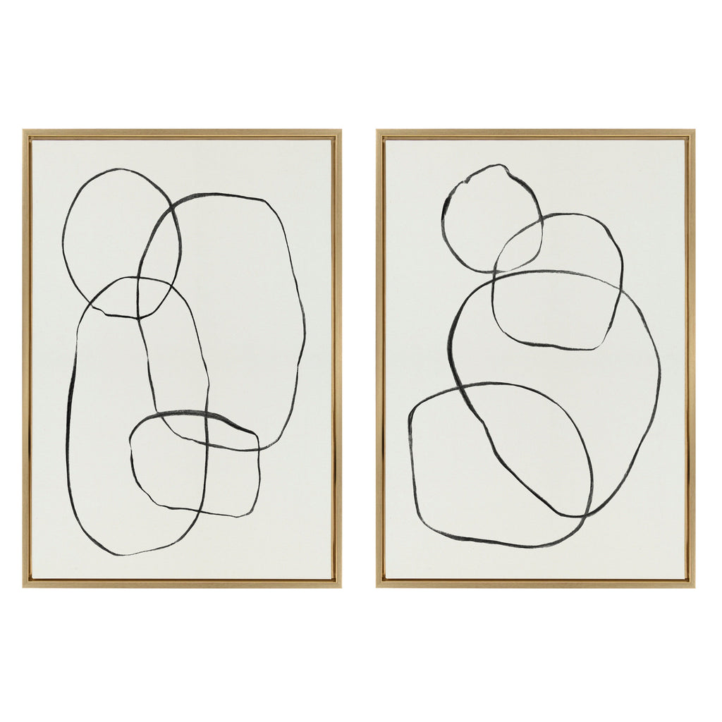 Sylvie Going in Circles Framed Textured Canvas Set by Teju Reval of SnazzyHues