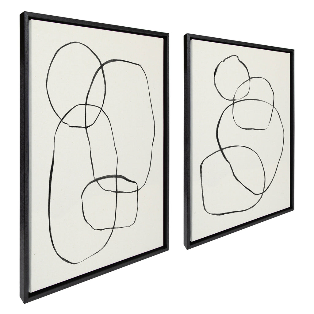 Sylvie Going in Circles Framed Textured Canvas Set by Teju Reval of SnazzyHues