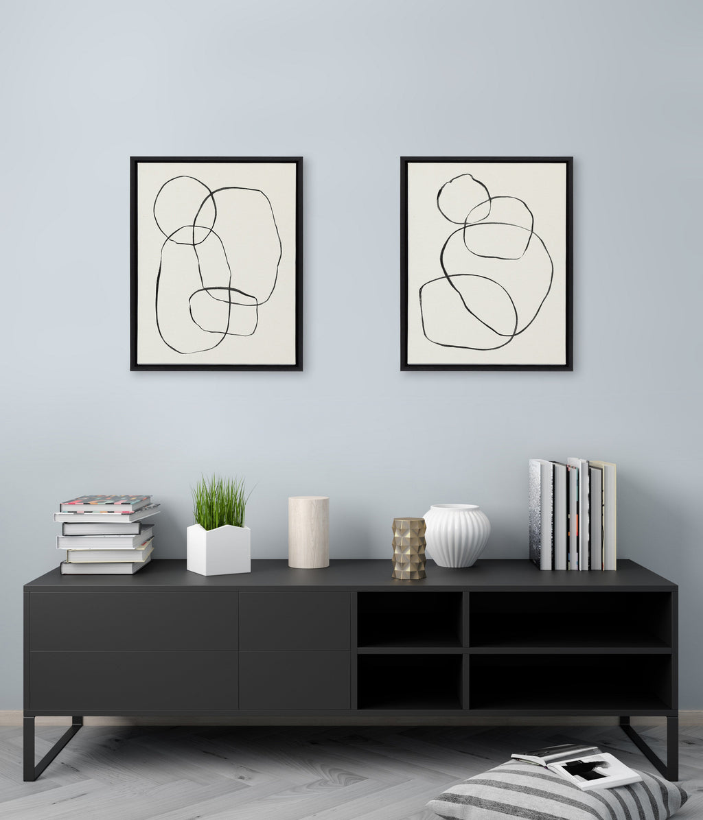 Sylvie Going in Circles Framed Textured Canvas Set by Teju Reval of SnazzyHues