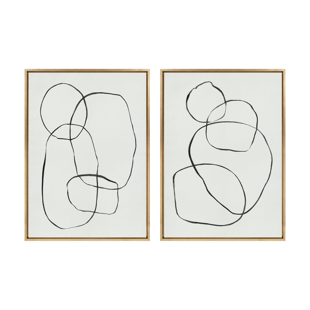 Sylvie Going in Circles Framed Textured Canvas Set by Teju Reval of SnazzyHues