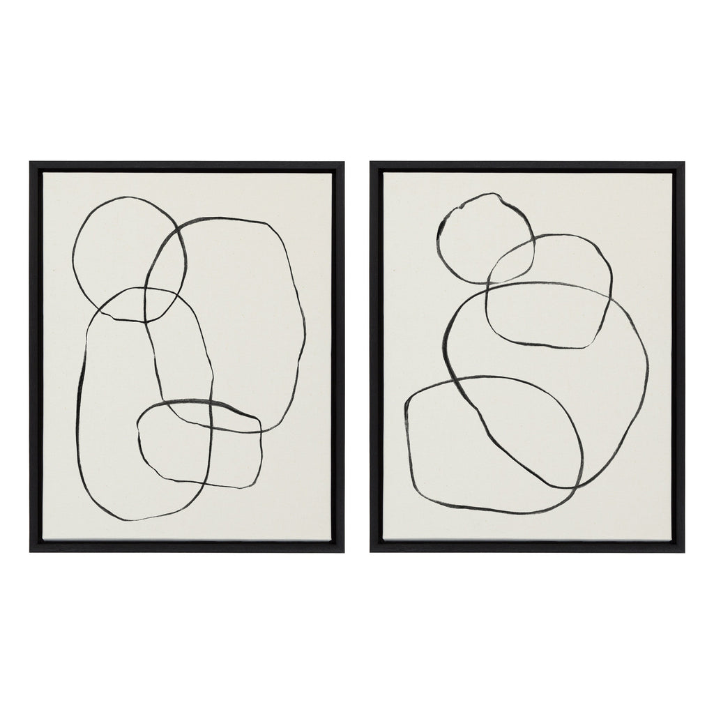 Sylvie Going in Circles Framed Textured Canvas Set by Teju Reval of SnazzyHues
