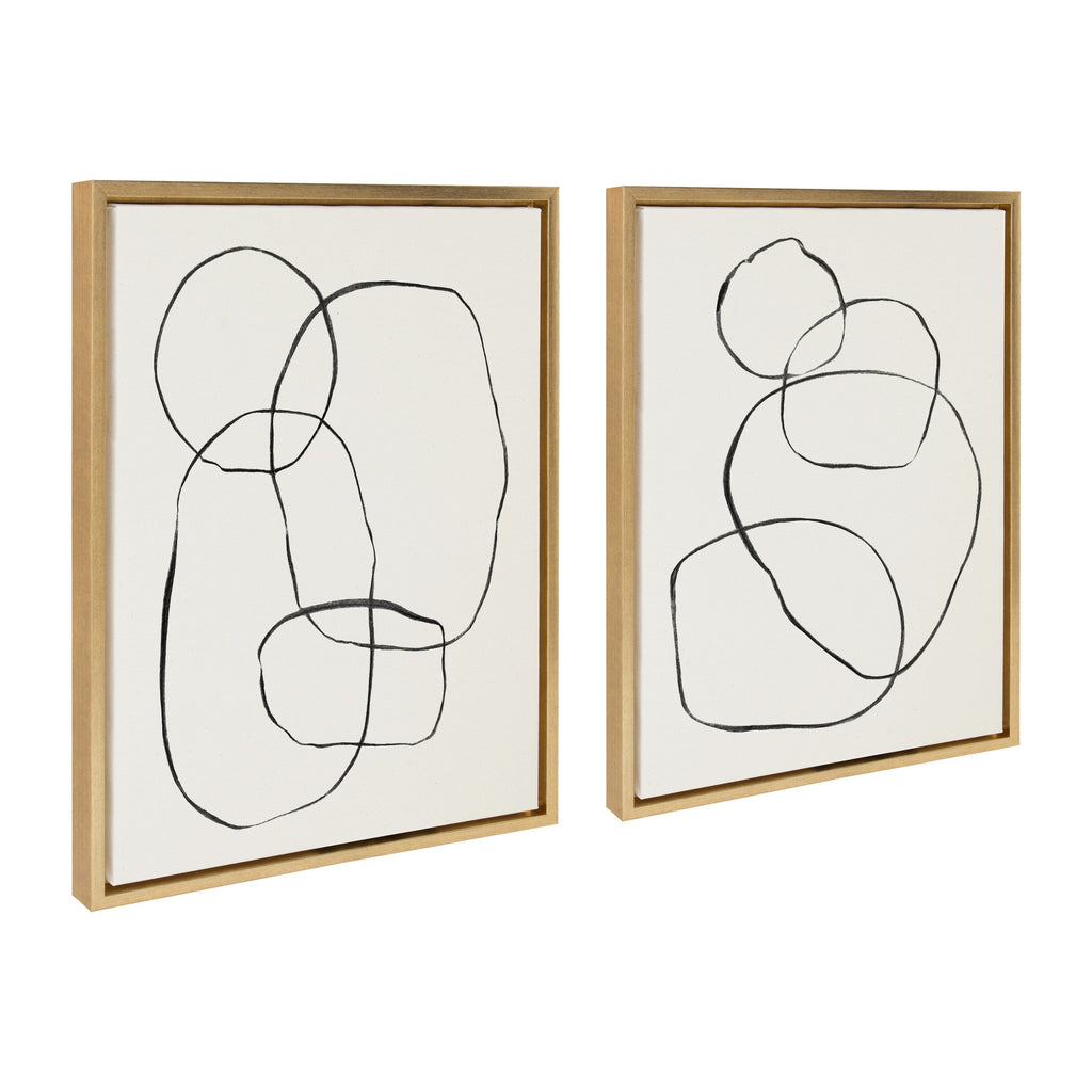 Sylvie Going in Circles Framed Textured Canvas Set by Teju Reval of SnazzyHues