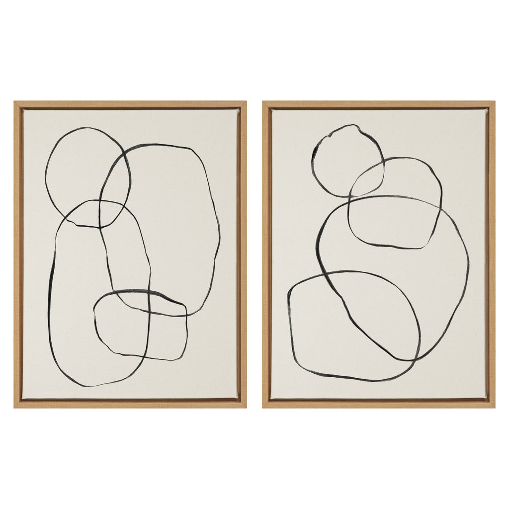 Sylvie Going in Circles Framed Textured Canvas Set by Teju Reval of SnazzyHues
