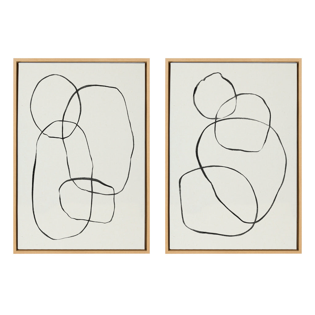 Sylvie Going in Circles Framed Textured Canvas Set by Teju Reval of SnazzyHues