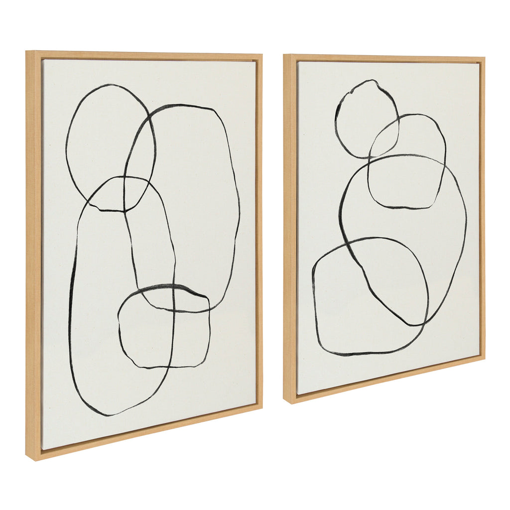 Sylvie Going in Circles Framed Textured Canvas Set by Teju Reval of SnazzyHues